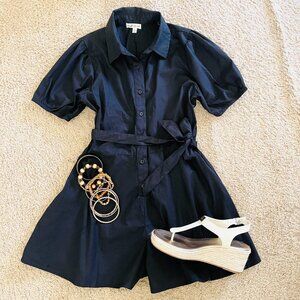 DEREK HEART Woman Romper, M (8), black cotton jumpsuit overall, shorts